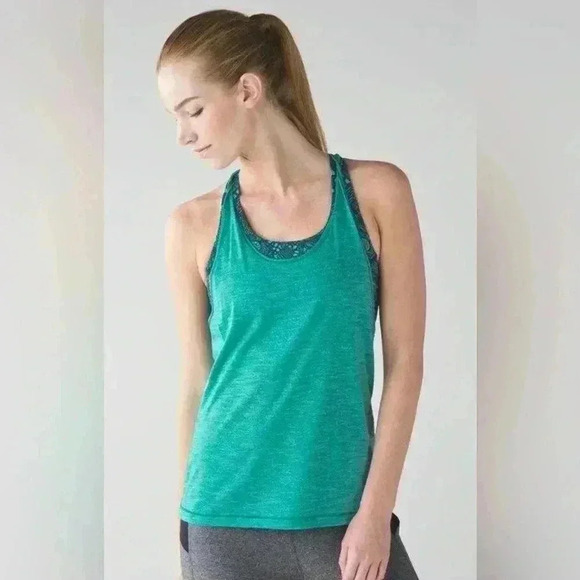 Lululemon Twist and Toil Tank Heathered Bali Breeze/Pretty Lace Bali Breeze - Picture 2 of 9